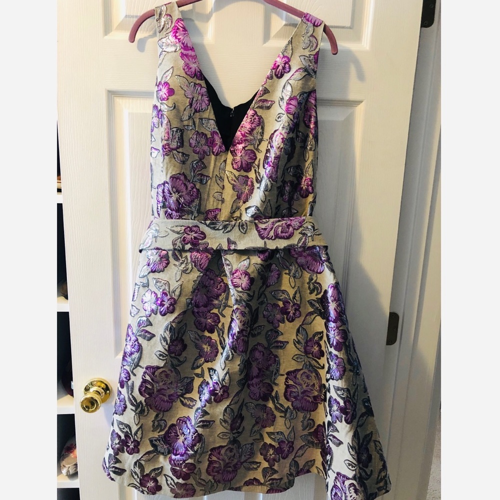 Metallic purple floral sleeveless dress 22
